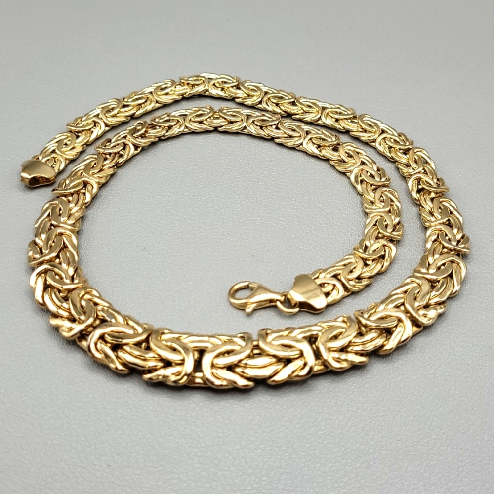Vermeil Sterling Silver Necklace Byzantine signed 925 OT Turkey